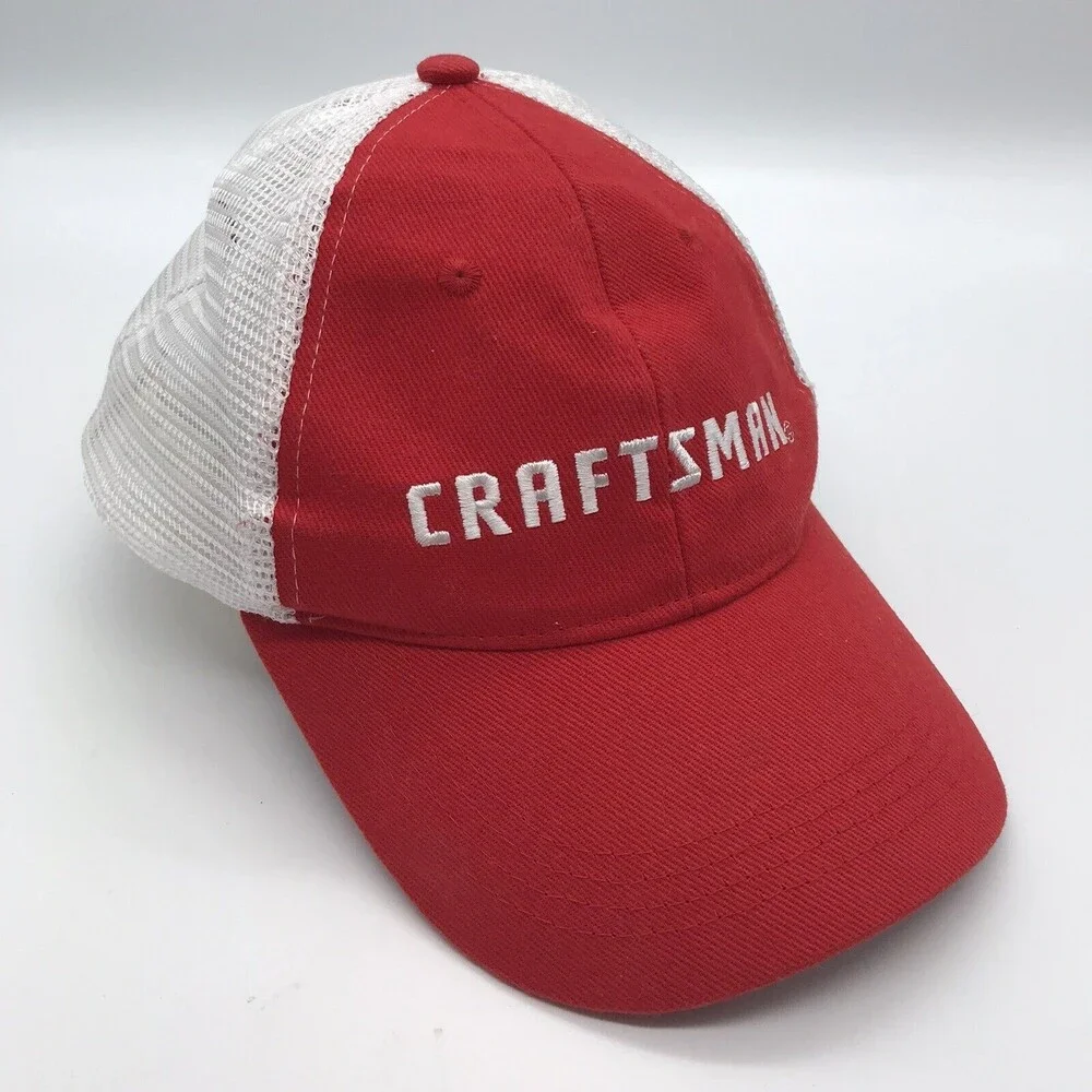 Craftsman Tools Red & White Trucker Ball Cap Mesh Back Snapback OSFM Dad Hat